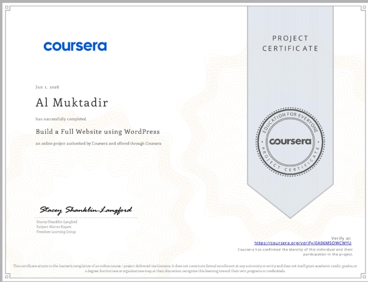 WordPress Certificate